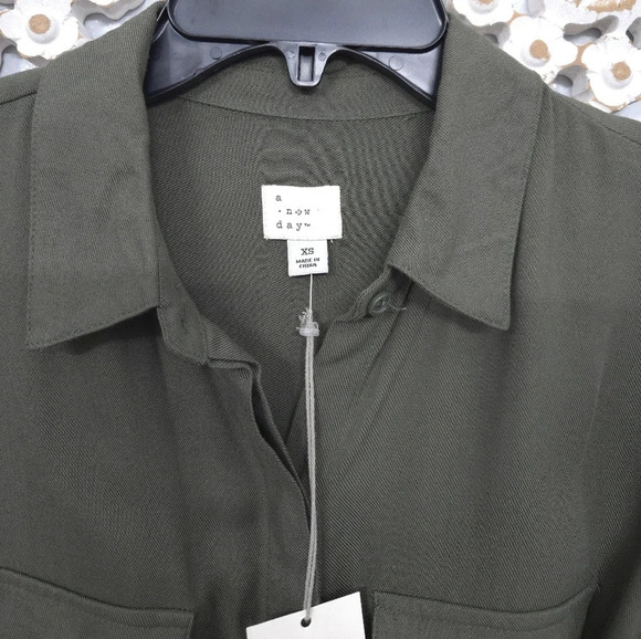 NWT A New Day Olive Green Collared Dress - Picture 4 of 9